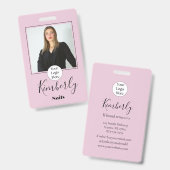 Badge Blush Pink Script Logo Photo Nails (Avant & arrière)