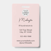 Badge Blush Rose Logo Écriture Photo Maquillage (Arrière)