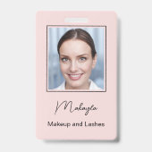 Badge Blush Rose Logo Écriture Photo Maquillage (Avant)