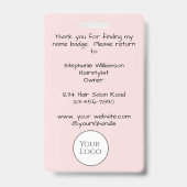 Badge Blush Rose Logo Photo Cheveux Script (Arrière)