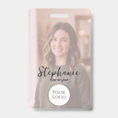Badge Blush Rose Logo Photo Cheveux Script (Avant)