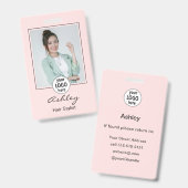 Badge Blush Rose Logo Photo Nom Coiffeur (Avant & arrière)