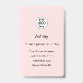 Badge Blush Rose Logo Photo Nom Coiffeur (Arrière)