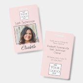 Badge Blush Rose Logo Script Photo Cils (Avant & arrière)