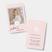 Badge Blush Rose Logo Script Photo Cils Maquillage (Avant & arrière)