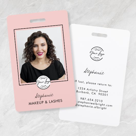 Badge Blush Rose Logo Script Photo Cils Studio