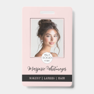 Badge Blush Rose Logo Script Photo Code QR Maquillage