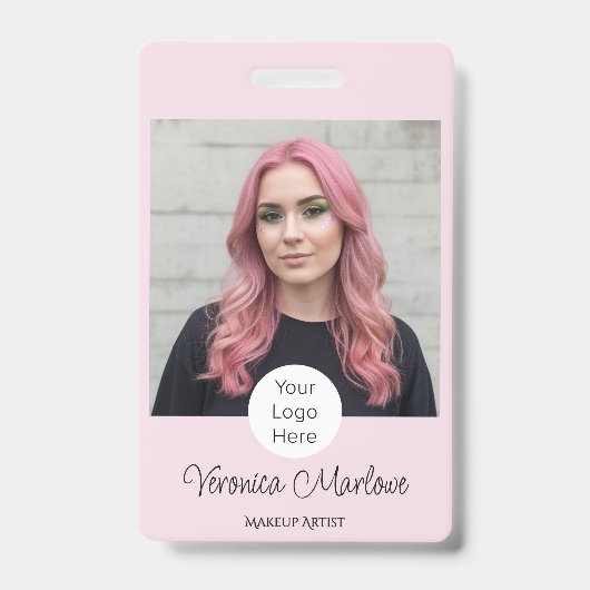 Badge Blush Rose Logo Script Photo Maquillage (Avant)