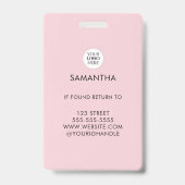 Badge Blush Rose Logo Script Photo Maquillage  (Arrière)