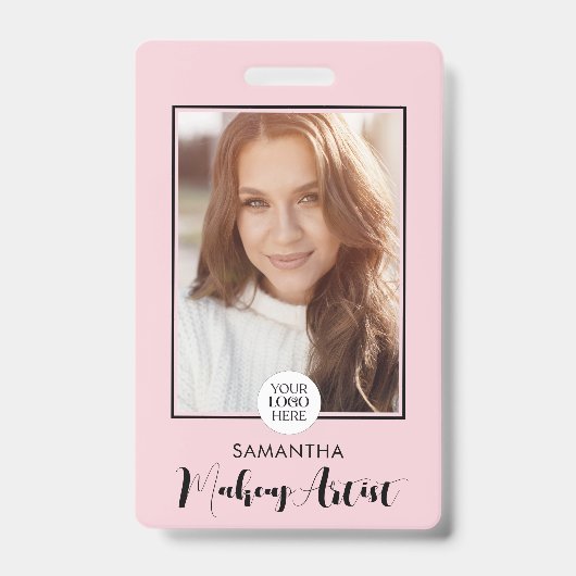 Badge Blush Rose Logo Script Photo Maquillage  (Avant)