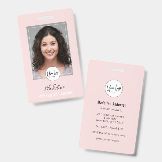 Badge Blush Rose Logo Script Photo Maquillage (Avant & arrière)