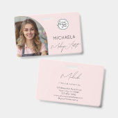 Badge Blush Rose Logo Script Photo Maquillage (Avant & arrière)
