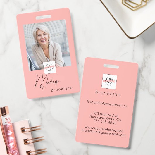 Badge Blush Rose Logo Script Photo Maquillage (Bureau)