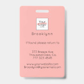 Badge Blush Rose Logo Script Photo Maquillage (Arrière)