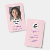 Badge Blush Rose Logo Script Photo Maquillage (Avant & arrière)