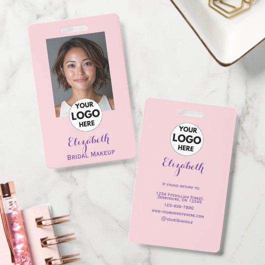 Badge Blush Rose Logo Script Photo Maquillage (Bureau)