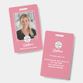 Badge Blush Rose Logo Script Photo Maquillage (Avant & arrière)