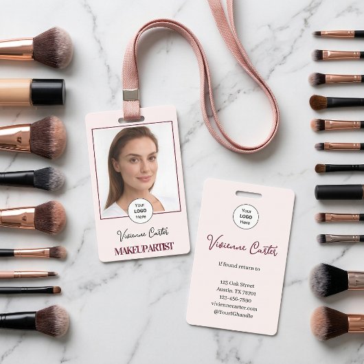 Badge Blush Rose Logo Script Photo Maquillage