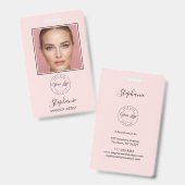 Badge Blush Rose Logo Script Photo Maquillage (Avant & arrière)