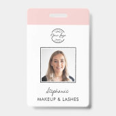 Badge Blush Rose Logo Script Photo Maquillage Carte d'id (Avant)