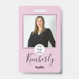Badge Blush Rose Logo Script Photo Ongles