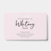 Badge Blush Rose Script Photo Logo Maquilleuse Nom (Arrière)