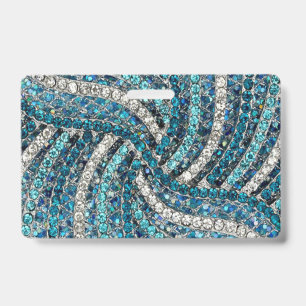 Badge bohème chic fille argent gris turquoise bleu