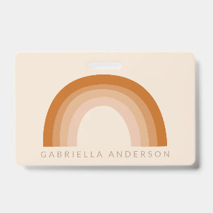 Badge Boho Abstrait les années 70 Rainbow Terracotta Per