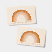 Badge Boho Abstrait les années 70 Rainbow Terracotta Per (Recto et verso)