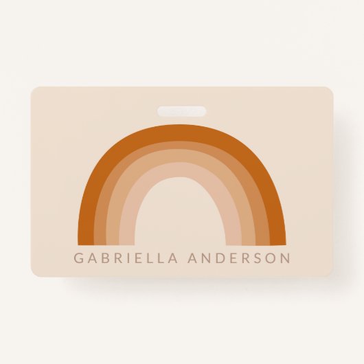 Badge Boho Abstrait les années 70 Rainbow Terracotta Per (Devant)