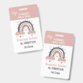 Badge Boho arc-en-ciel École enseignant ou laissez-passe (Recto et verso)