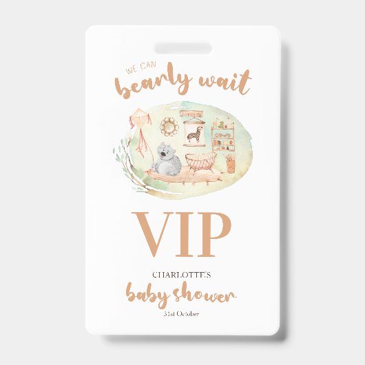 Badge Boho Nous Pouvons Bearly Wait Baby shower (Front)