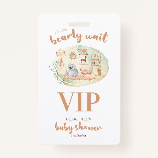 Badge Boho Nous Pouvons Bearly Wait Baby shower (Devant)