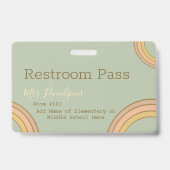 Badge Boho personnalisé Rainbow Hall Pass vert (Back)