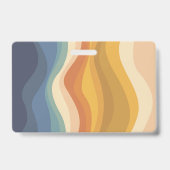 Badge Boho Retro Script Abstrait Wavy Lines Jaune Bleu (Arrière)