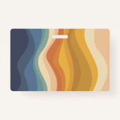 Badge Boho Retro Script Abstrait Wavy Lines Jaune Bleu (Dos)