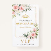 Badge Boho roses roses roses roses or tiara sauge Quince (Dos)