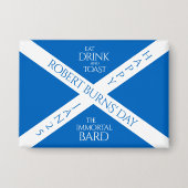Badge Boire à manger et toast Robbie Burns Scottish Flag (Recto)