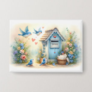 Badge Boîte aux lettres Bleue de Lettres d'Amour Cottage