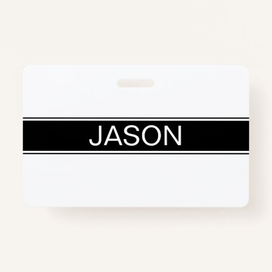 Badge Bold Black & White Stripe Editable Text (Devant)