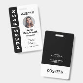 Badge Bold Modern Black Circle Photo Press Pass & Logo (Recto et verso)