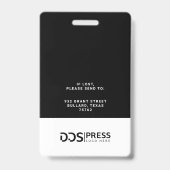 Badge Bold Modern Black Circle Photo Press Pass & Logo (Dos)