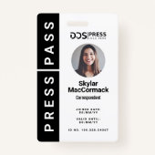 Badge Bold Modern Black Circle Photo Press Pass & Logo (Devant)
