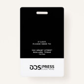 Badge Bold Modern Black Circle Photo Press Pass & Logo (Dos)