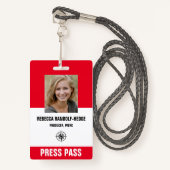 Badge BOLD RED SPECIAL EVENT PRESSE PASS - Photo I.D. (Devant avec lanière)