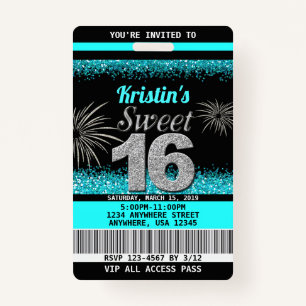 Badge Bonbon 16 invitations d'anniversaire