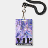 Badge Bonbons en coton éthéré Glam en marbre doux 16 VIP (Front with Lanyard)