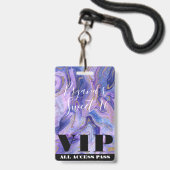 Badge Bonbons en coton éthéré Glam en marbre doux 16 VIP (Back with Lanyard)