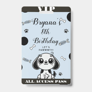 Badge Bones de Poisson Noir Bleu Puppy Chien Jour de Nai