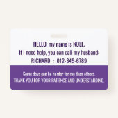 Badge Bonjour j'ai FIBROMYALGIA id d'invalidité (Dos)